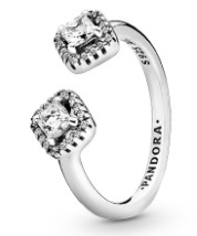 Anillo Pandora Abierto Doble Circonia Cuadrada