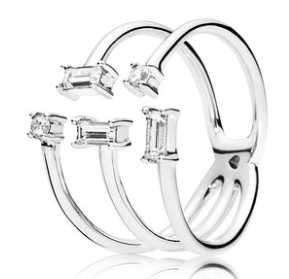 Anillo Pandora Triple Banda Baguette