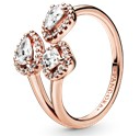 Anillo Pandora Peras Gemelas Circonias Oro Rosa