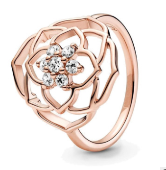 Anillo Pandora Rosa Calada Circonias Oro Rosa
