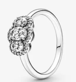 Anillo Pandora Trilogía Halo Circonias Plata