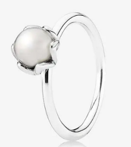 Anillo Pandora Perla Solitaria Garras Plata