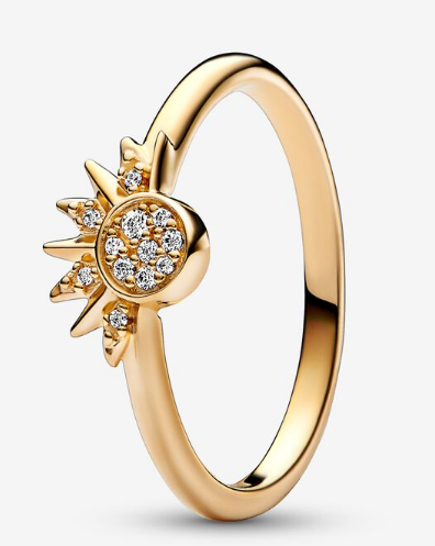 [JZ-318] Anillo Pandora sol pavé baño dorado