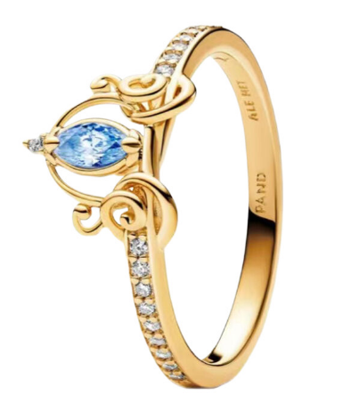 Anillo Pandora marquise azul filigrana dorado