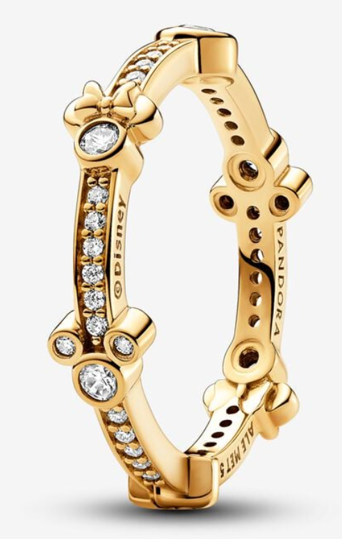 [JZ-328] Anillo Pandora Disney Minnie moños dorado