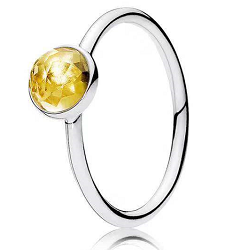Anillo Pandora Solitario Circonia Amarilla Redonda