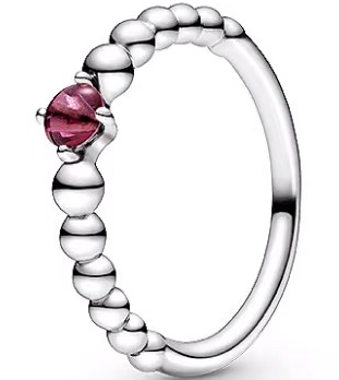Anillo Pandora Bolitas Cabujón Rosa Fucsia