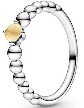 Anillo Pandora Bolitas Cabujón Amarillo Miel