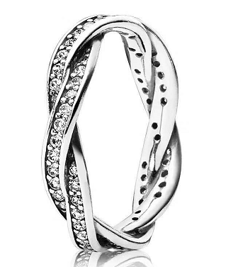 Anillo Pandora Trenzado Pavé Plata