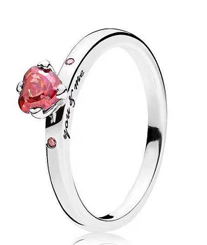 [JZ-114] Anillo Pandora Corazón Rojo You & Me