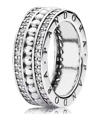 Anillo Pandora Signature Banda Pavé Logo