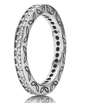 Anillo Pandora Eternity Pavé Hojas Caladas