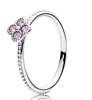 Anillo Pandora Trébol Circonias Rosas Racimo