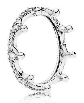 [JZ-122] Anillo Pandora Corona Puntas Plata Pavé