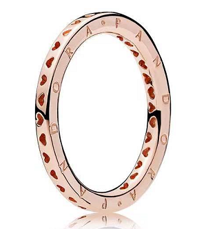 [JZ-125] Anillo Pandora Signature logo corazones oro rosa