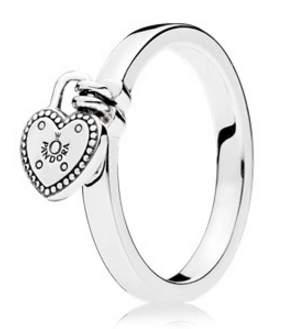 Anillo Pandora candado corazón colgante plata