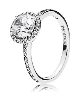 Anillo Pandora halo circonia ovalada plata