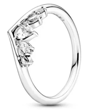 Anillo Pandora silueta V racimo circonias plata