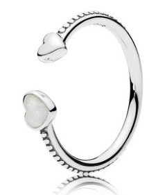 Anillo Pandora abierto corazones lisos plata