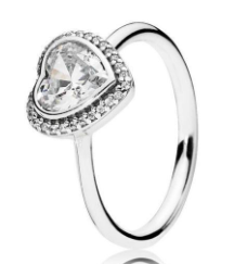 Anillo Pandora corazón halo banda lisa plata