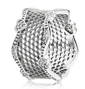 Anillo Panal de Abeja Pavé Plata