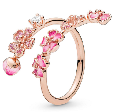 Anillo Flores de Cerezo Baño Oro Rosa