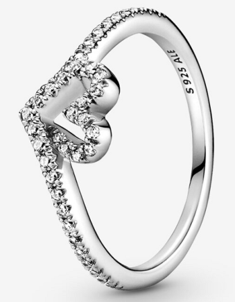 Anillo Corazón y Cresta Doble Pavé Plata