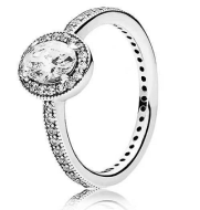 Anillo Halo Ovalado Pavé Plata