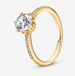 Anillo Solitario Circonia Baño Dorado