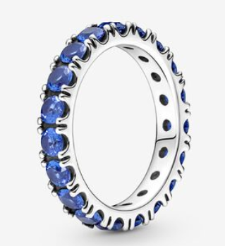 Anillo Eternity Circonias Azules Plata