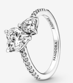 Anillo Dos Piedras Pera Pavé Plata