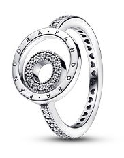 [JZ-504] Anillo Pandora Signature Círculo Logo con Corazones