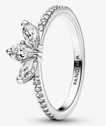 [JZ-506] Anillo Pandora Pétalos de Circonias Banda Pavé Plata