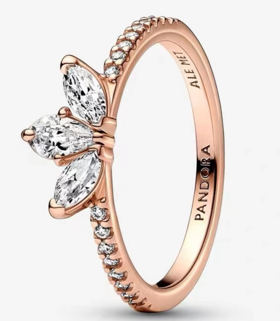 Anillo Pandora Pétalos de Circonias Baño Oro Rosa