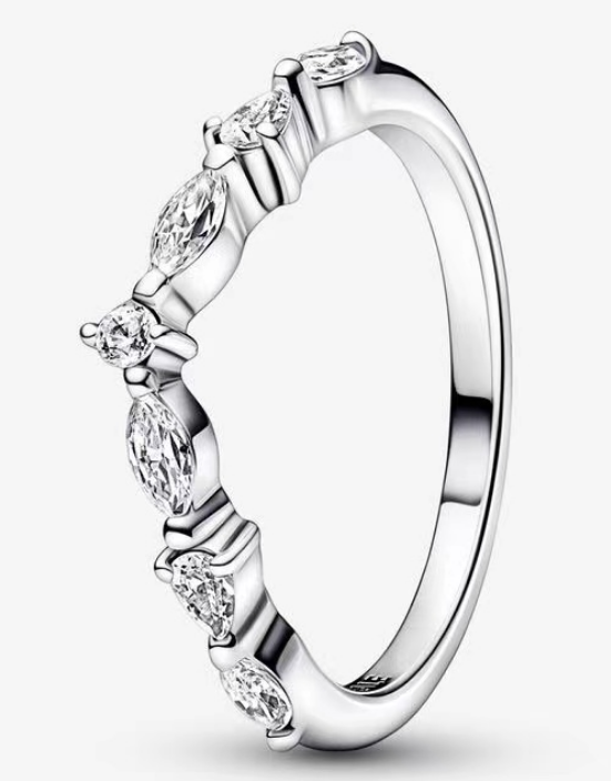 Anillo Pandora Onda de Circonias Marquise y Redondas