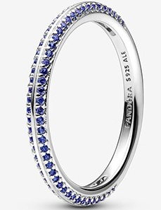 Anillo Pandora Doble Fila Circonias Azules