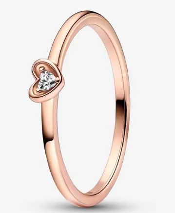 Anillo Pandora Corazón Solitario Baño Oro Rosa