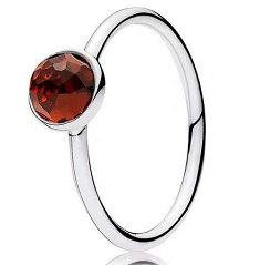 Anillo Pandora solitario circonia granate