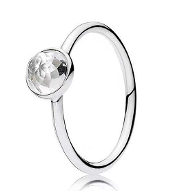 Anillo Pandora solitario circonia transparente