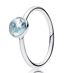 Anillo Pandora solitario circonia celeste