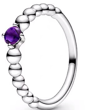 Anillo Pandora banda de bolitas circonia púrpura