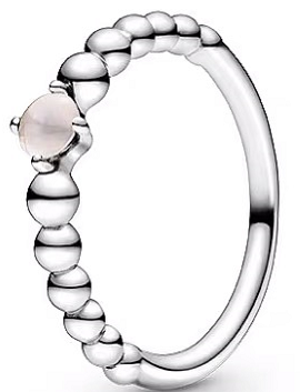 Anillo Pandora banda de bolitas circonia rosa pálido