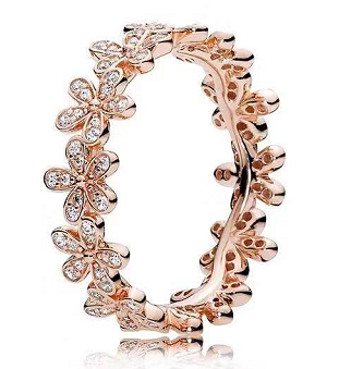 Anillo Pandora eternity margaritas pavé oro rosa