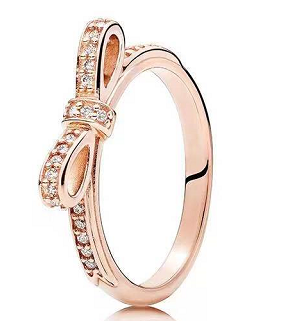 Anillo Pandora moño pavé oro rosa