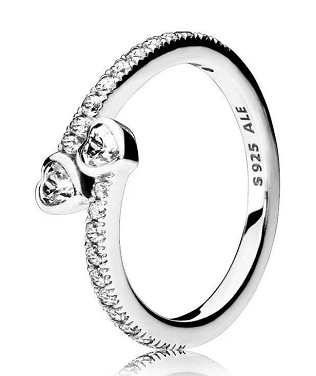 Anillo Pandora dos circonias bisel pavé plata