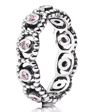 [JZ-234] Anillo Pandora eternity circonias rosas plata oxidada