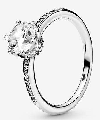 Anillo Pandora Solitario Circonia Blanca con Corona de Puntas