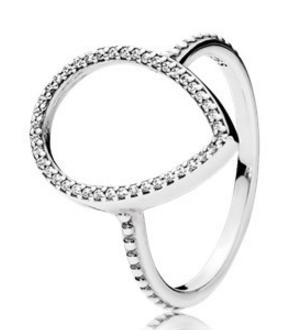 Anillo Pandora Silueta de Gota Abierta con Circonias