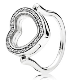 Anillo Pandora Corazón Flotante con Circonias