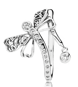 Anillo Pandora Libélula Filigrana con Circonia Colgante